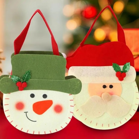 3X bolsa de dulces reutilizable de Navidad contenedor de regalos muñec
