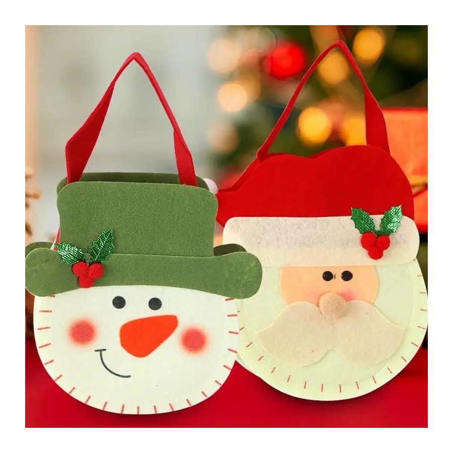 3X bolsa de dulces reutilizable de Navidad contenedor de regalos muñec