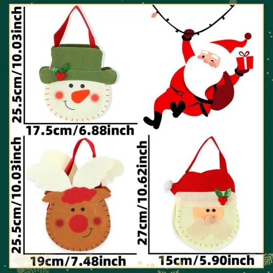3X bolsa de dulces reutilizable de Navidad contenedor de regalos muñec