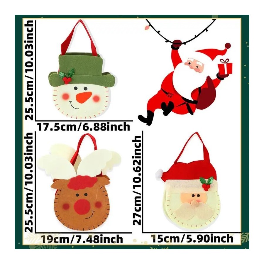 3X bolsa de dulces reutilizable de Navidad contenedor de regalos muñec