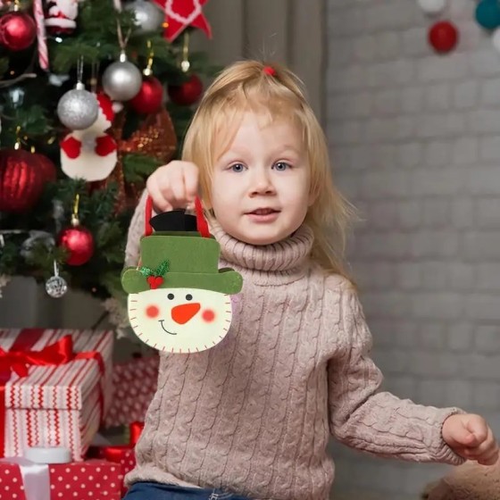 3X bolsa de dulces reutilizable de Navidad contenedor de regalos muñec