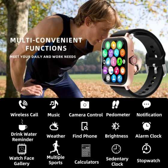 Reloj inteligente resistente al agua, dispositivo con respuesta de mensajes, llamadas, monitoreo del sueño, podómetro deportivo,