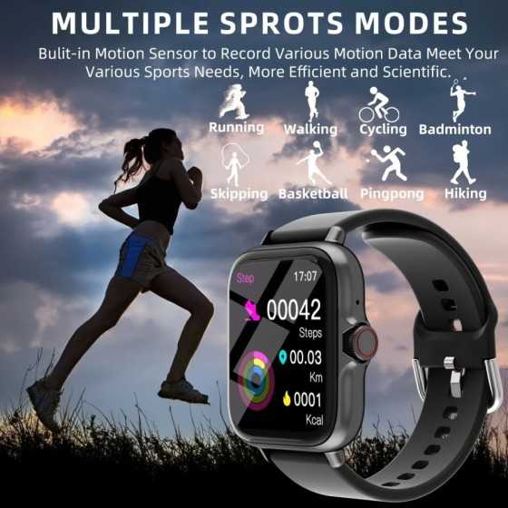 Reloj inteligente resistente al agua, dispositivo con respuesta de mensajes, llamadas, monitoreo del sueño, podómetro deportivo,