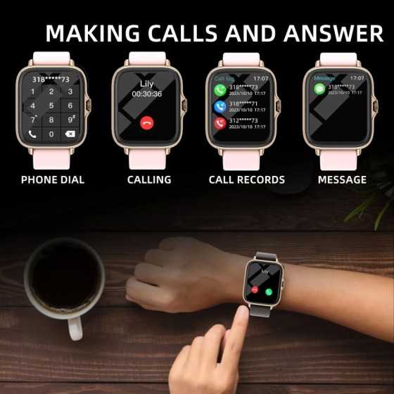 Reloj inteligente resistente al agua, dispositivo con respuesta de mensajes, llamadas, monitoreo del sueño, podómetro deportivo,