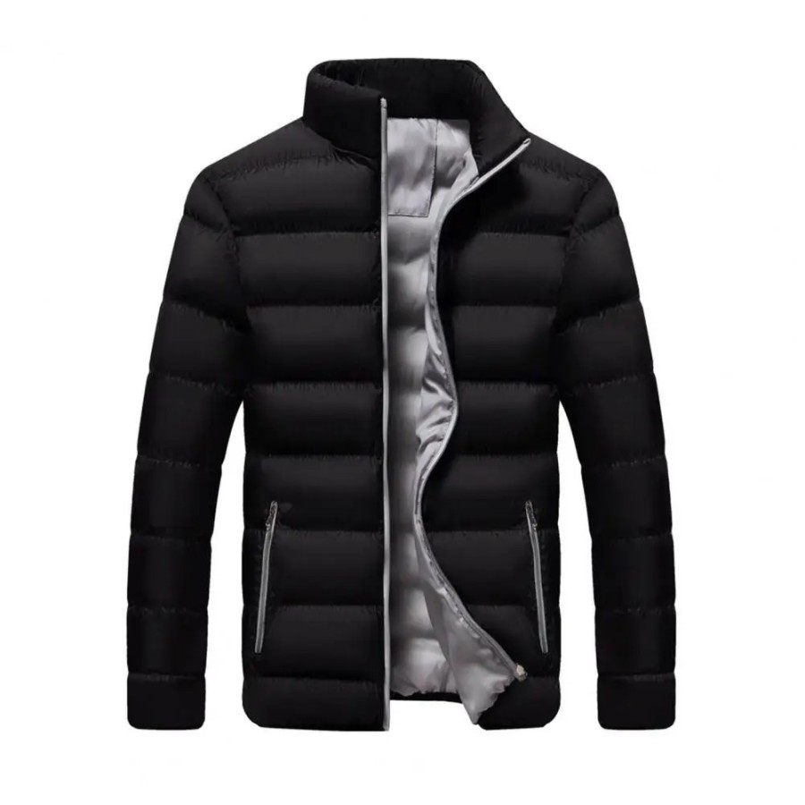 Chaqueta de algodón con cuello levantado para hombre, abrigo de invier Chaqueta de algodón con cuello levantado para hombre, abrigo de invier