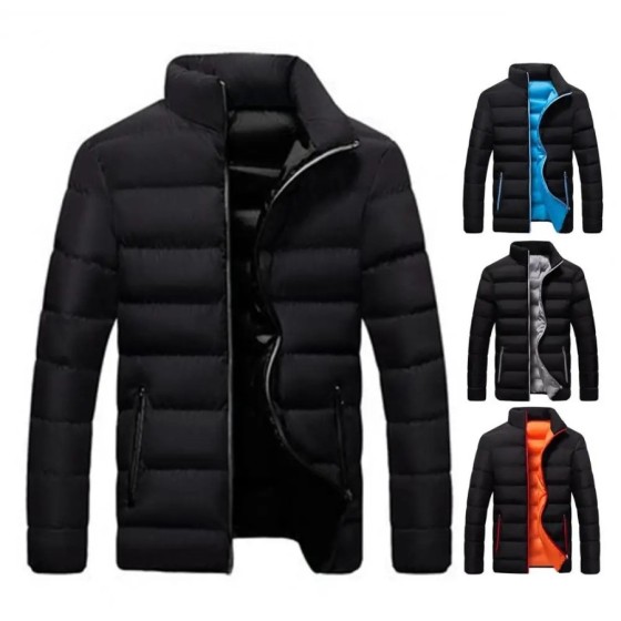 Chaqueta de algodón con cuello levantado para hombre, abrigo de invier Chaqueta de algodón con cuello levantado para hombre, abrigo de invier