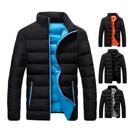 Chaqueta de algodón con cuello levantado para hombre, abrigo de invier Chaqueta de algodón con cuello levantado para hombre, abrigo de invier