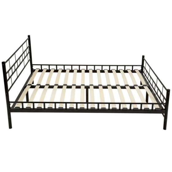 Tectake - Cama de matrimonio con cabecero, pie de acero y somier de lá Tectake - Cama de matrimonio con cabecero, pie de acero y somier de lá