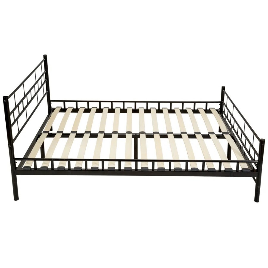 Tectake - Cama de matrimonio con cabecero, pie de acero y somier de lá