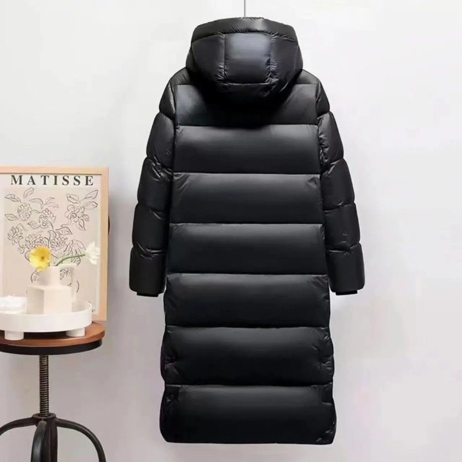 Chaqueta de plumón de pato blanco grueso con capucha para hombre y muj