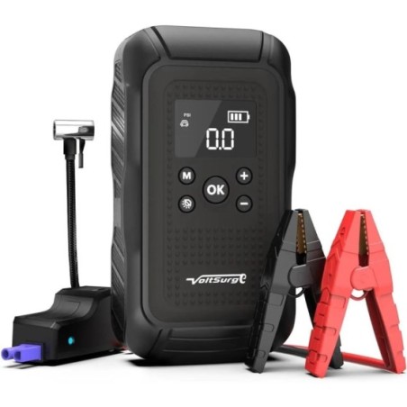VoltSurge Arrancador de Coches Portátil, con Compresor de Aire de 150 PSI y Pantalla Grande, 5000A Arrancador de Coches para Mo