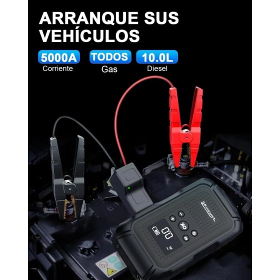 VoltSurge Arrancador de Coches Portátil, con Compresor de Aire de 150 