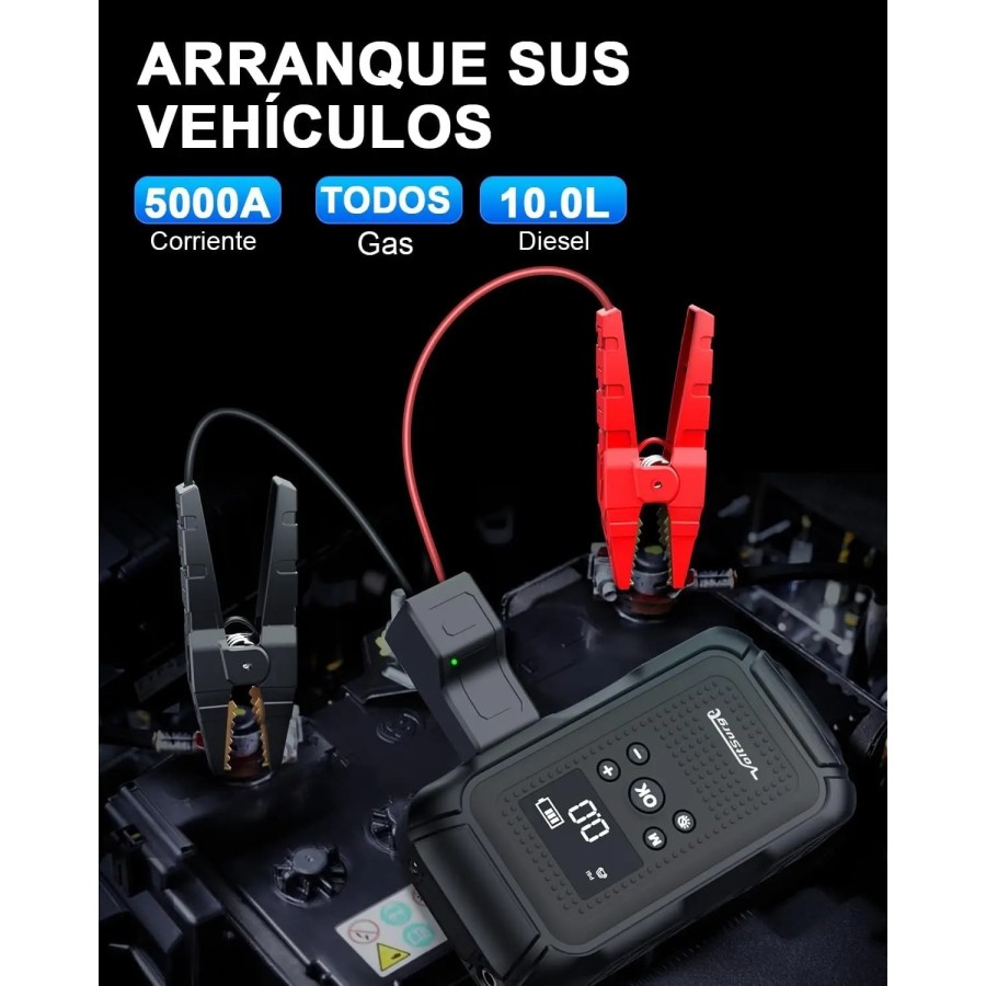 VoltSurge Arrancador de Coches Portátil, con Compresor de Aire de 150 