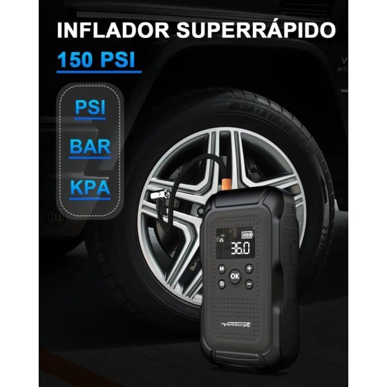 VoltSurge Arrancador de Coches Portátil, con Compresor de Aire de 150 
