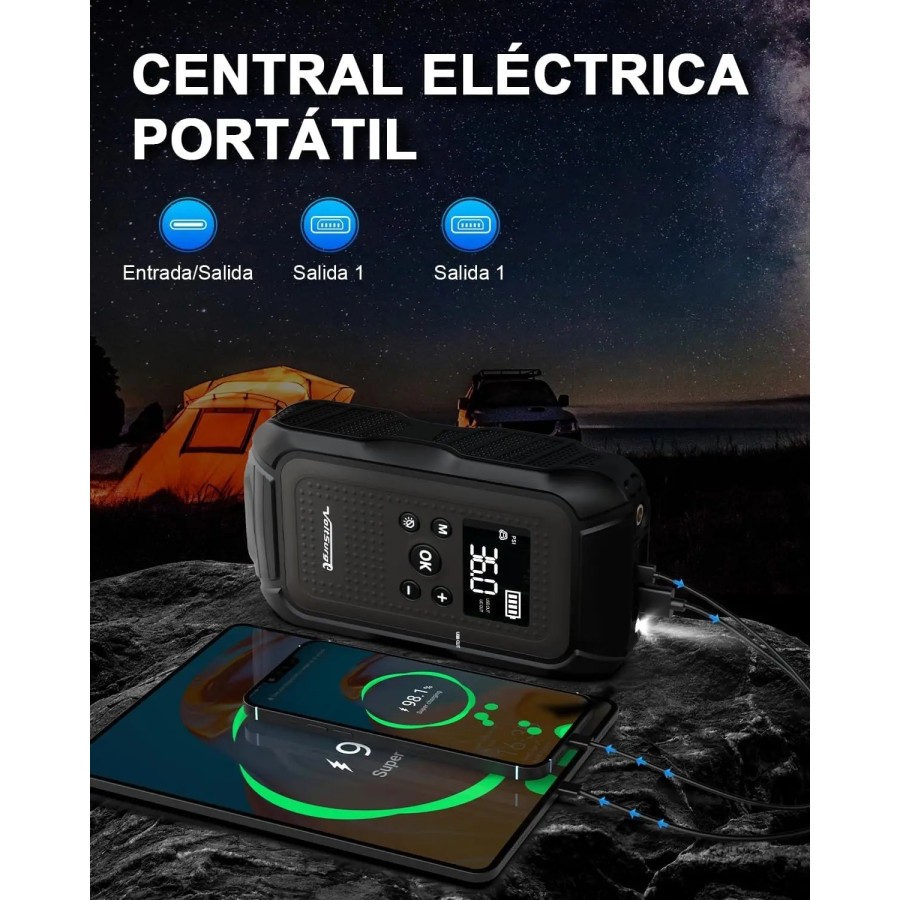 VoltSurge Arrancador de Coches Portátil, con Compresor de Aire de 150 