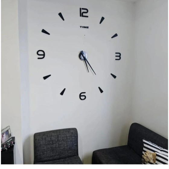 Reloj Pared DIY Horas 3D Grande hasta 130 cm. diametro Negro Moderno A