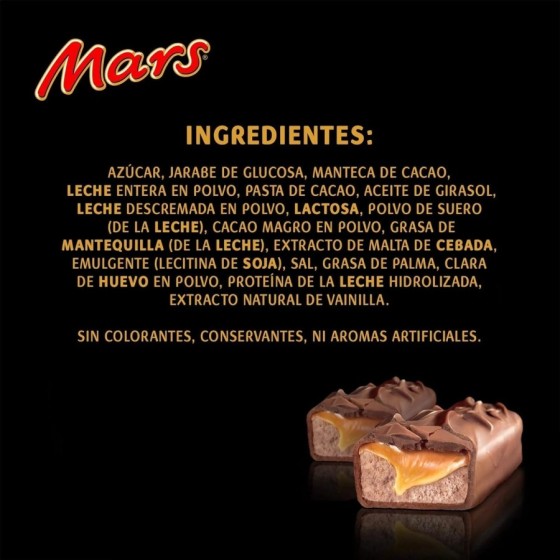 Mars Chocolatina de deliciosa crema de turrón y caramelo recubiertos d