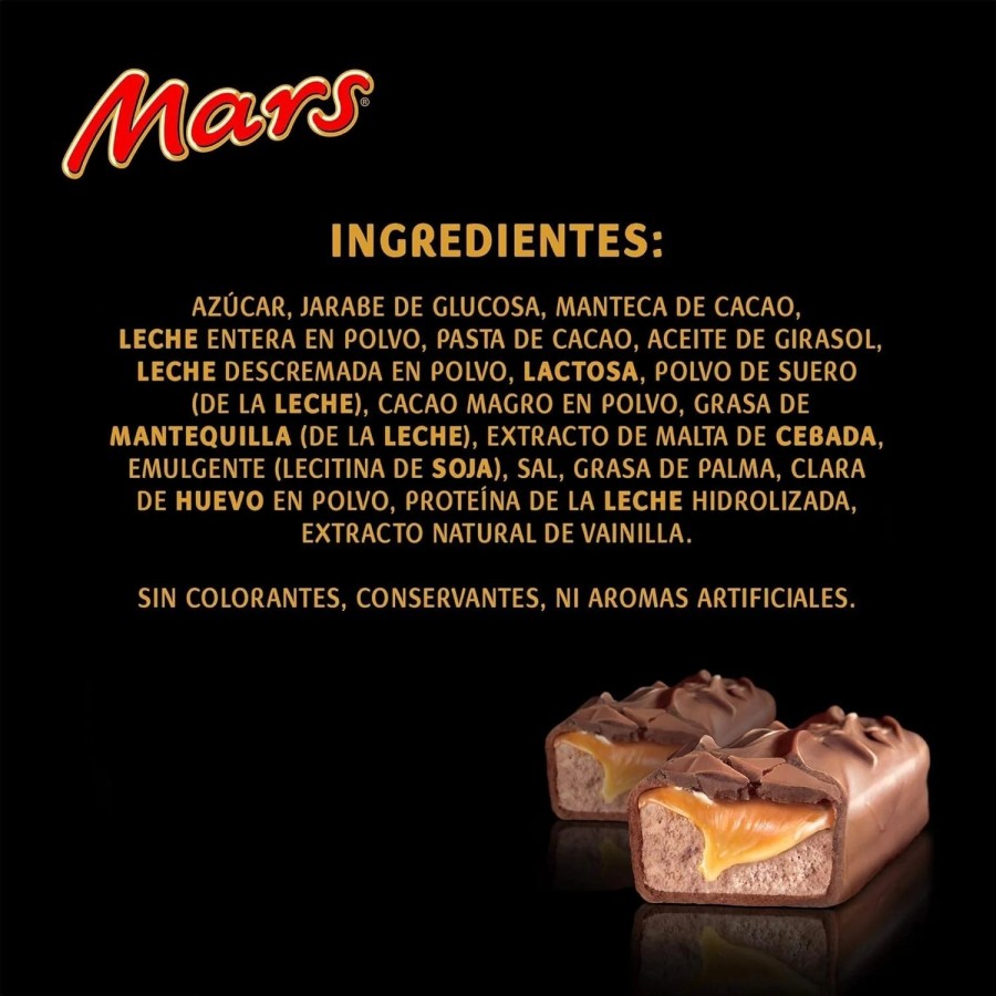 Mars Chocolatina de deliciosa crema de turrón y caramelo recubiertos d