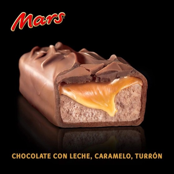 Mars Chocolatina de deliciosa crema de turrón y caramelo recubiertos d
