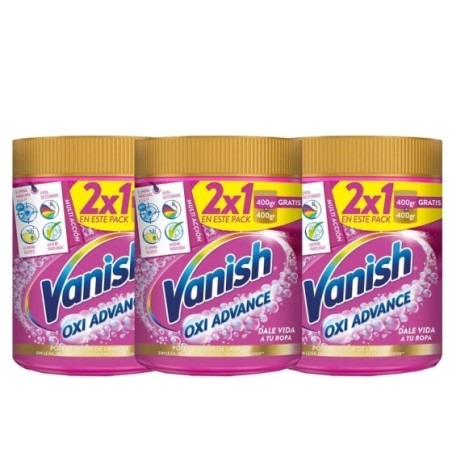 Pack de 3 Vanish Oxi ACTION 900GR Total 900GR X 3 2700GR Quitamanchas para la ropa, elimina olores, potenciador de Lavado en