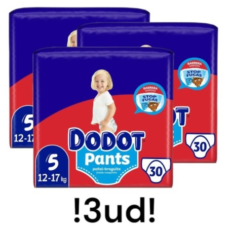 DODOT Pants pañal - braguita unisex de 12 a 17 kg talla 5 paquete 30 unidades - 3 paquetes - 90 pañales total