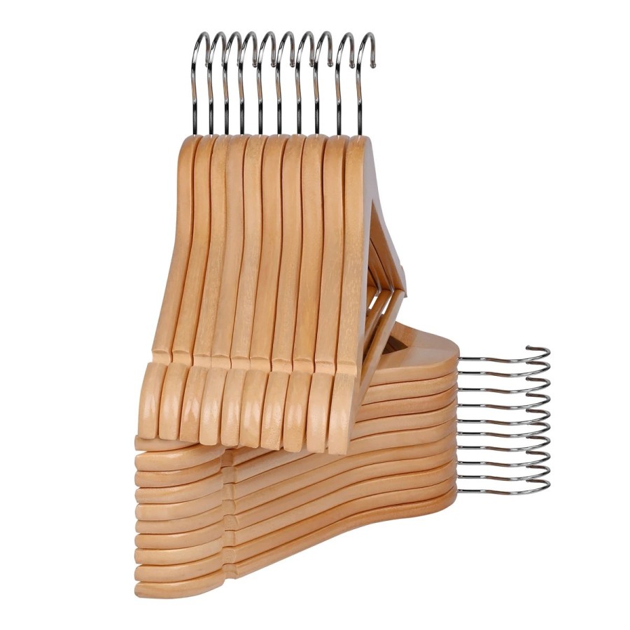 T-LoVendo - Juego de 20 Perchas, Percha de Madera Maciza, Set de 20 Pe