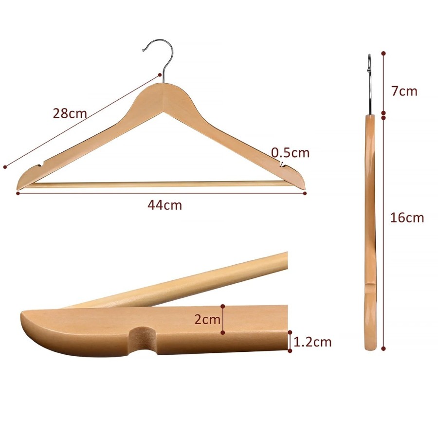 T-LoVendo - Juego de 20 Perchas, Percha de Madera Maciza, Set de 20 Pe