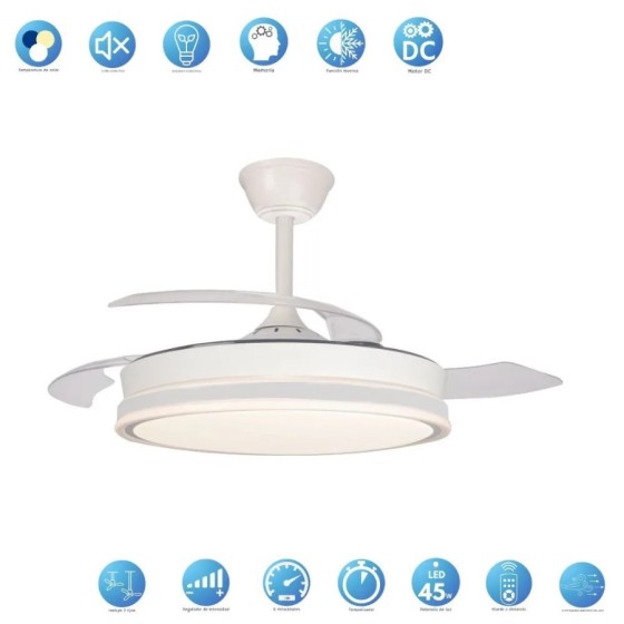 Akunadecor - Ventilador de techo modelo PITIJOPO blanco motor DC 6 vel