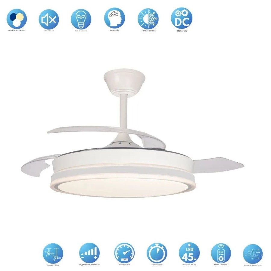 Akunadecor - Ventilador de techo modelo PITIJOPO blanco motor DC 6 vel