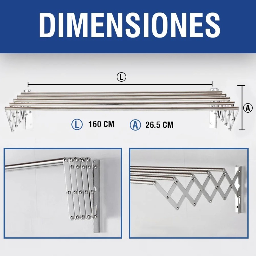 JUPPLIES Tendedero Extensible 100/120/140/160cm - Tendedero Plegable d