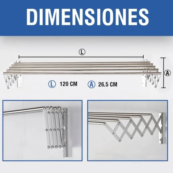 JUPPLIES Tendedero Extensible 100/120/140/160cm - Tendedero Plegable d