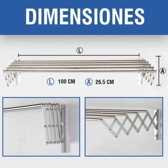 JUPPLIES Tendedero Extensible 100/120/140/160cm - Tendedero Plegable d