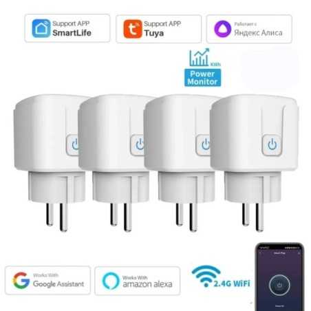 Enchufe inteligente WiFi con Monitor de potencia, enchufe europeo de 16A/20A, función de sincronización, Control por aplicación 