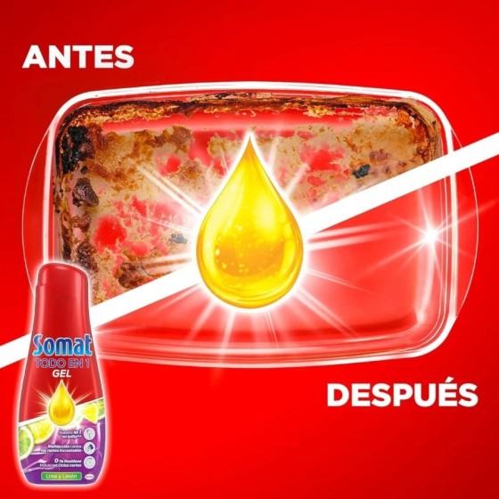 Somat Todo en 1 Pack de 2 Geles Lima Limón Detergente Lavavajillas 40 