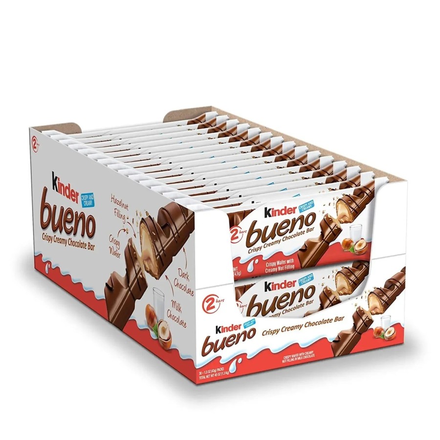 Kinder Bueno Chocolate 【PACK AHORRO】- Caja de 30 Unidades - 2 Barritas