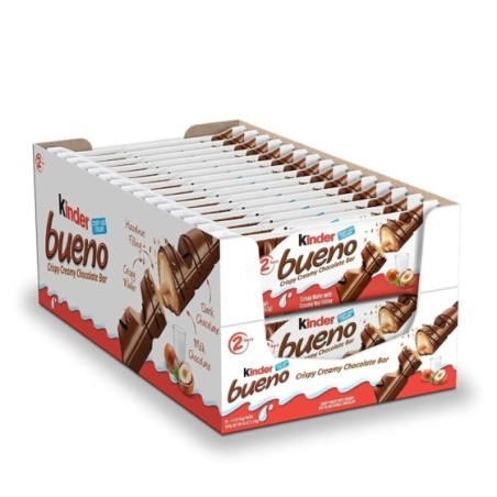 Kinder Bueno Chocolate 【PACK AHORRO】- Caja de 30 Unidades - 2 Barritas en Cada Unidad - Barrita de Chocolate