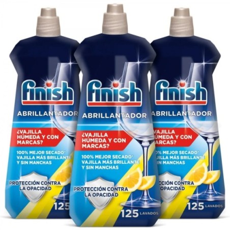 Finish Abrillantador Limón Lavavajillas 3x500ml, Vajilla Brillante y Seca, Evita Marcas de Agua