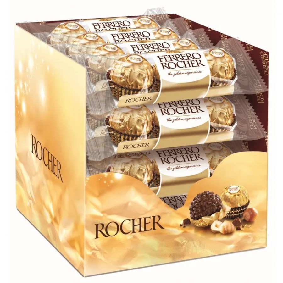 Ferrero Rocher T3 16 estuches de 3 bombones - Delicioso chocolate con Ferrero Rocher T3 16 estuches de 3 bombones - Delicioso chocolate con