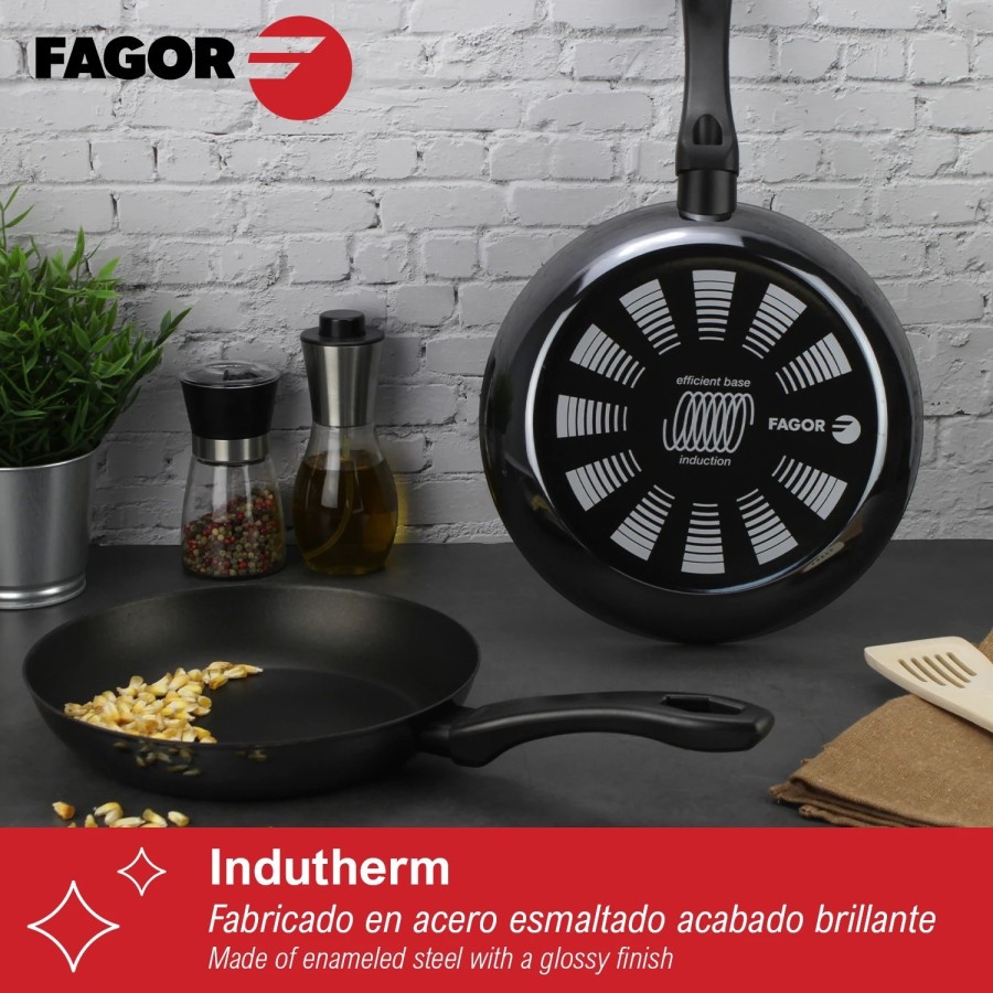 FAGOR ® Indutherm set de sartenes, antiadherente doble capa, acero esm