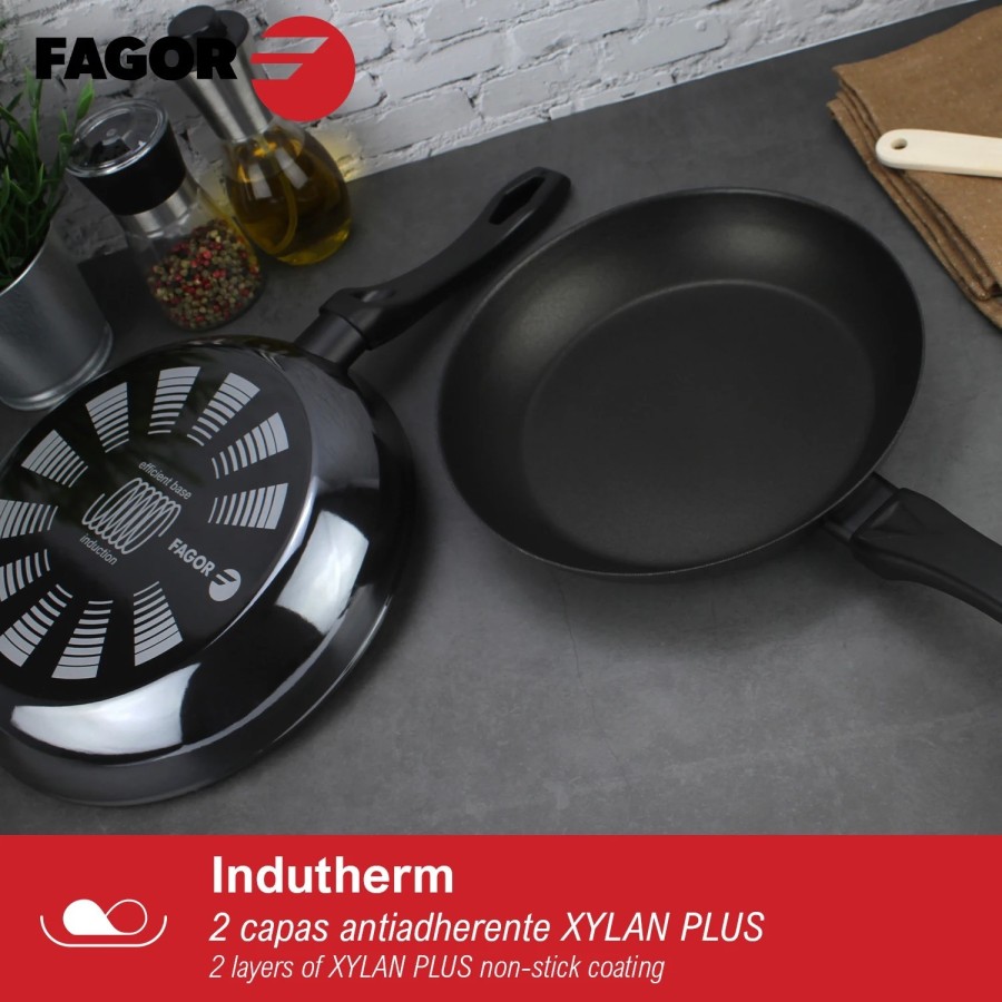 FAGOR ® Indutherm set de sartenes, antiadherente doble capa, acero esm