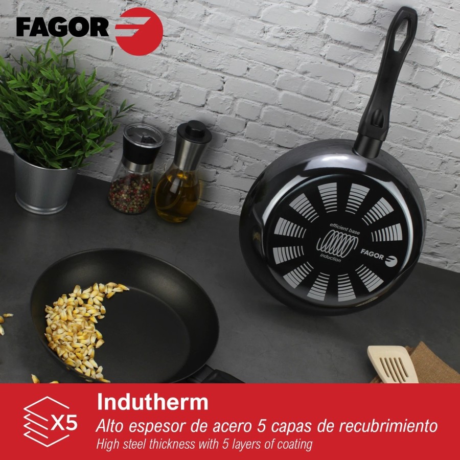 FAGOR ® Indutherm set de sartenes, antiadherente doble capa, acero esm