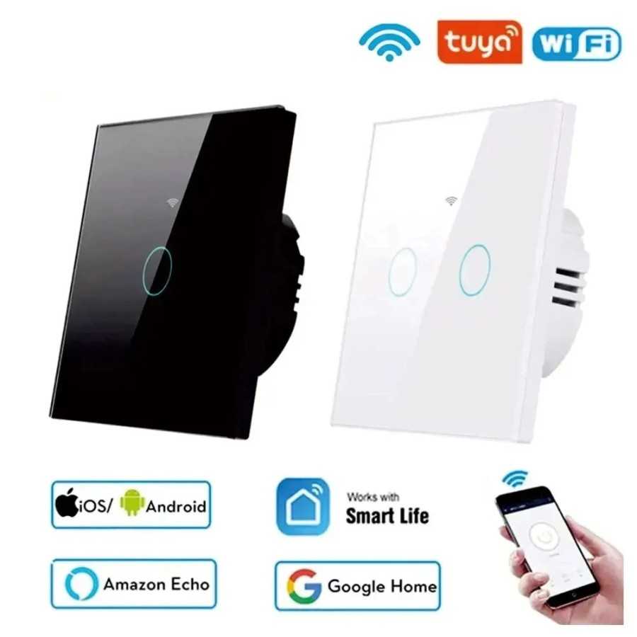Interruptor inteligente de pared con WiFi para el hogar, pulsador táct