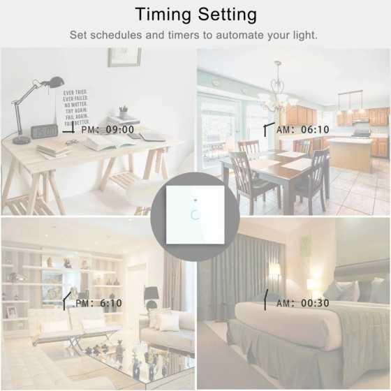 Interruptor inteligente de pared con WiFi para el hogar, pulsador táct