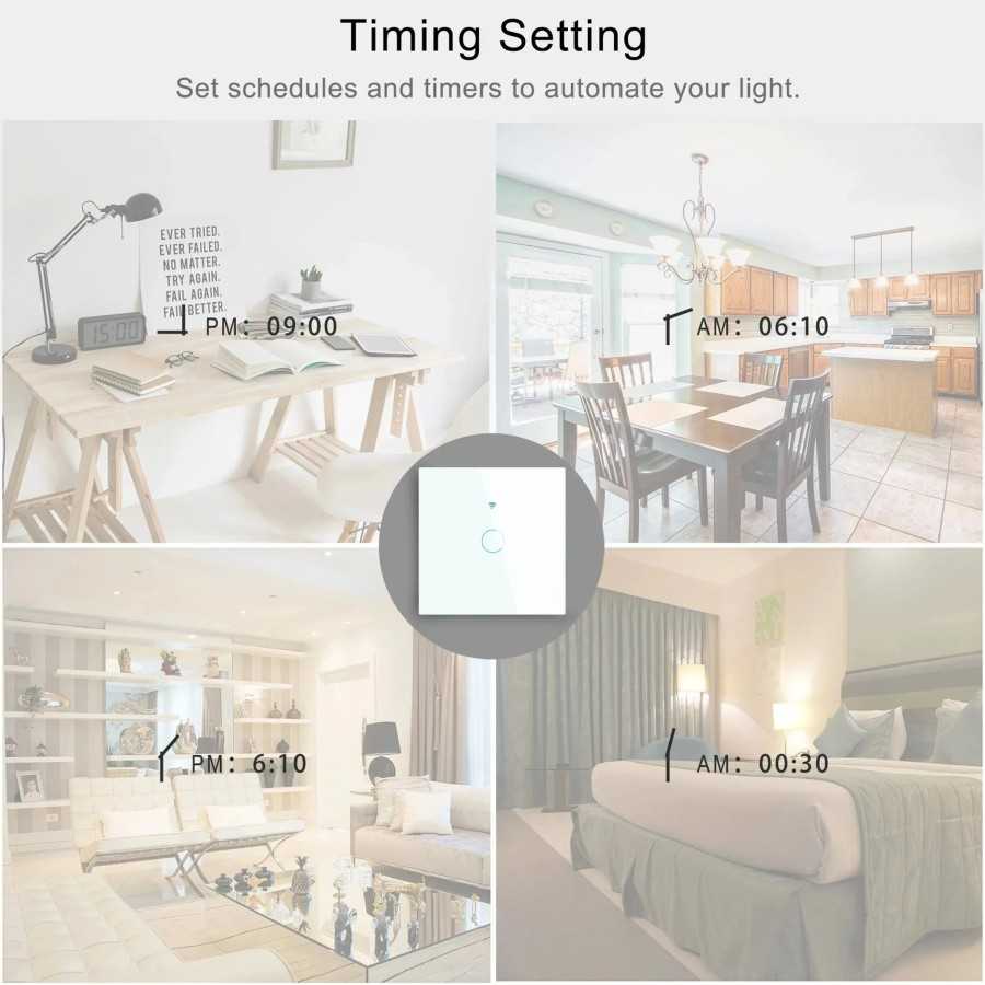 Interruptor inteligente de pared con WiFi para el hogar, pulsador táct