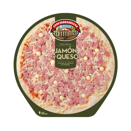 Pizza fresca de jamón y queso cocida al horno de piedra - CASA TARRADELLAS