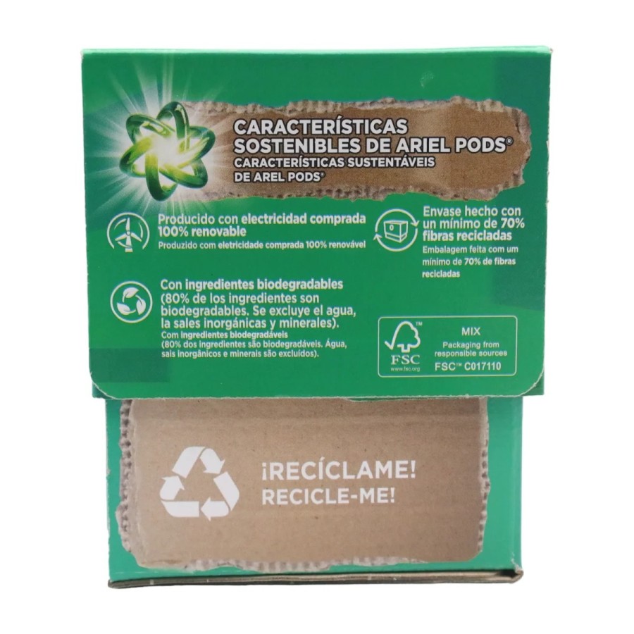ARIEL Detergente cápsulas pods extrapoder 54 lavados 2 x 19+8 - El env