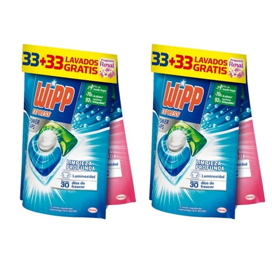 Pack de Detergente WIPP Express Power Caps cápsulas - 33 limpieza prof
