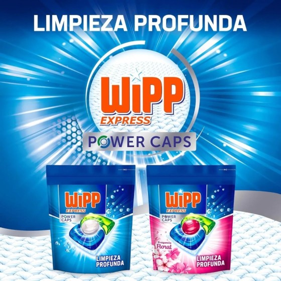 Pack de Detergente WIPP Express Power Caps cápsulas - 33 limpieza prof