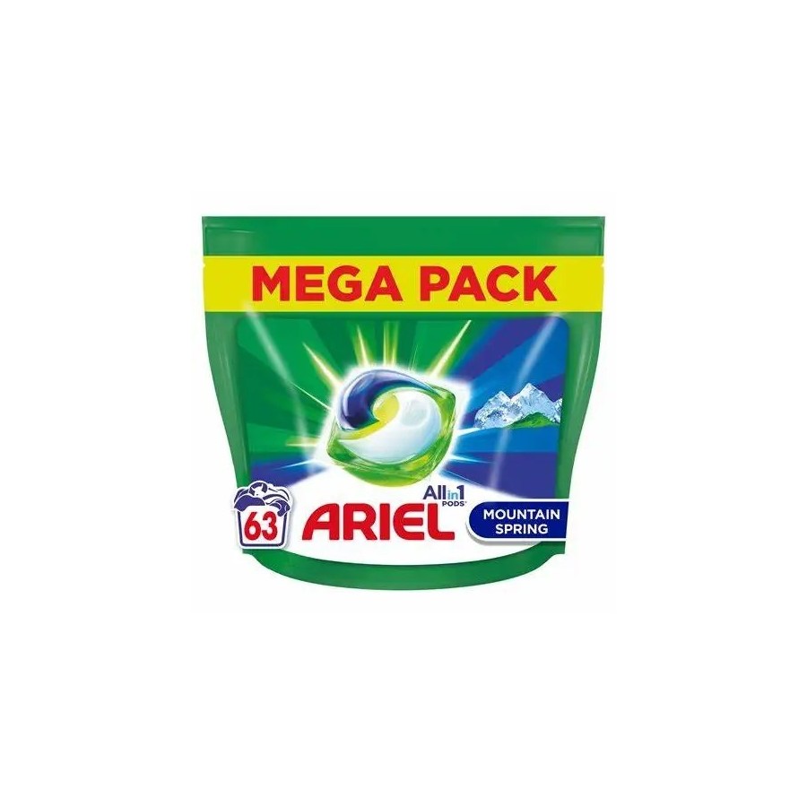 ARIEL PODS Todo en 1 Detergente Líquido Para Lavadora Cápsulas 63 Lava
