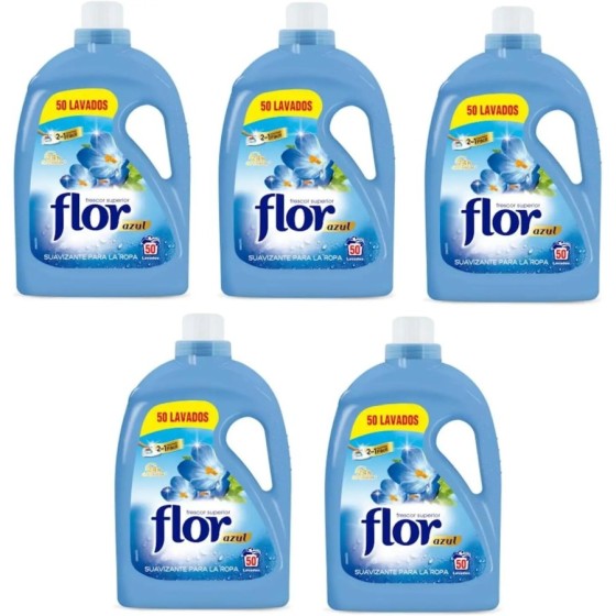 FLOR Suavizante Azul 50 Lavados 2 Litros Caja 5 Unidades